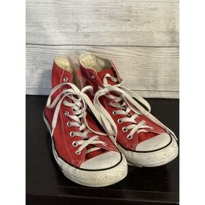 Converse Chuck Taylor All Star Hi Top Red Womens 9 Mens 7 Canvas Sneakers